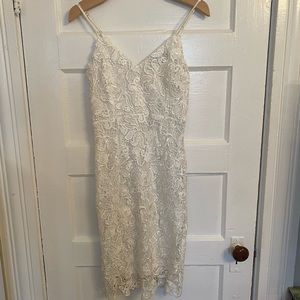 Lulus white lace midi dress worn once size S